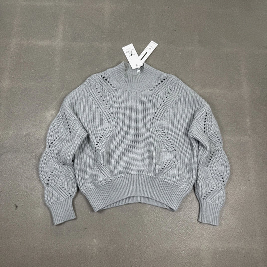 Maglione Acne Studios donna grigio chiaro in lana merino boxy oversize taglia M