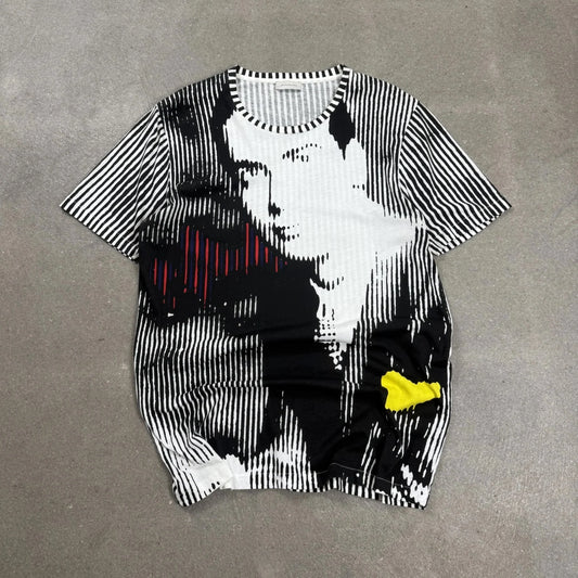 Tshirt Balenciaga 2012 Nicolas Ghesquiere a righe con ritratto di Cristobal Balenciaga in negativo taglia m