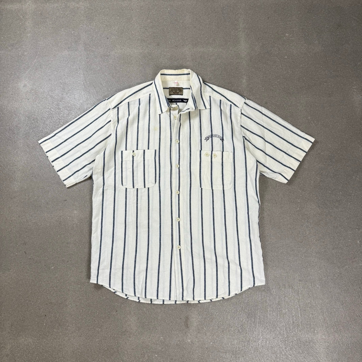 Camicia Armani Jeans vintage a maniche corte a righe verticali collezione 1996 taglia M