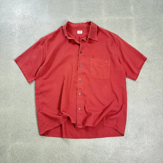 Camicia C.P. Company anni 90 d'archivio rosso mattone a maniche corte in tessuto waffle