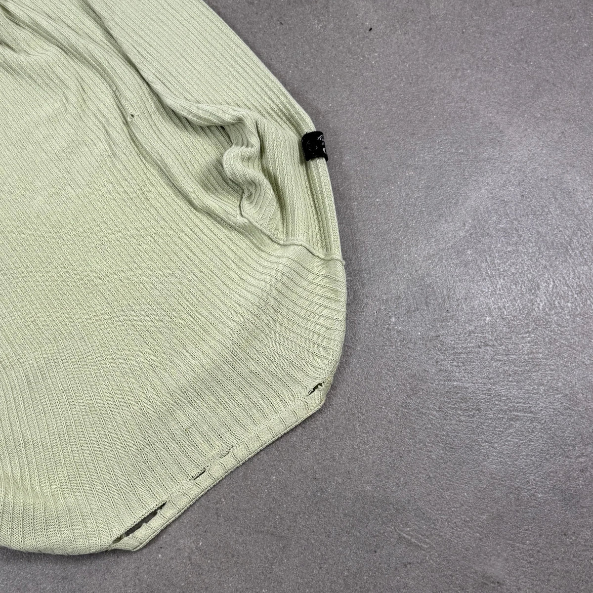 C.P. Company Vintage Archive Sage Green Ribbed Cotton Knit Jumper Badge | Size 14/164
