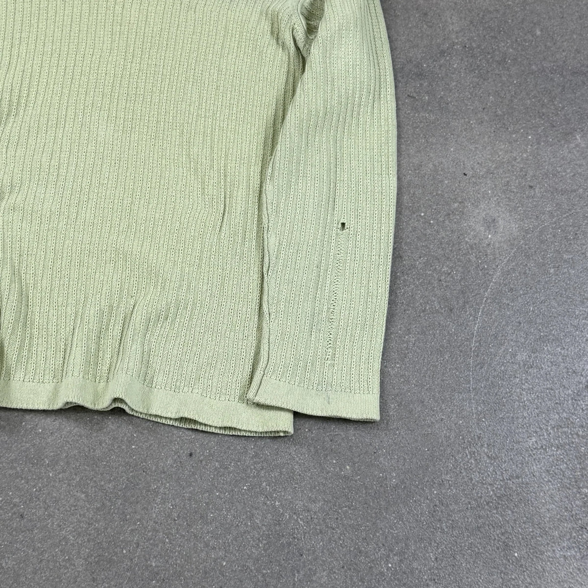 C.P. Company Vintage Archive Sage Green Ribbed Cotton Knit Jumper Badge | Size 14/164