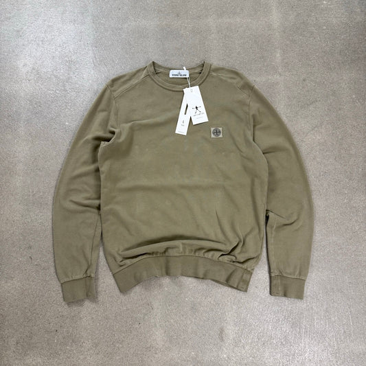 Felpa Stone Island girocollo verde salvia P/E 2017 con patch logo sul petto