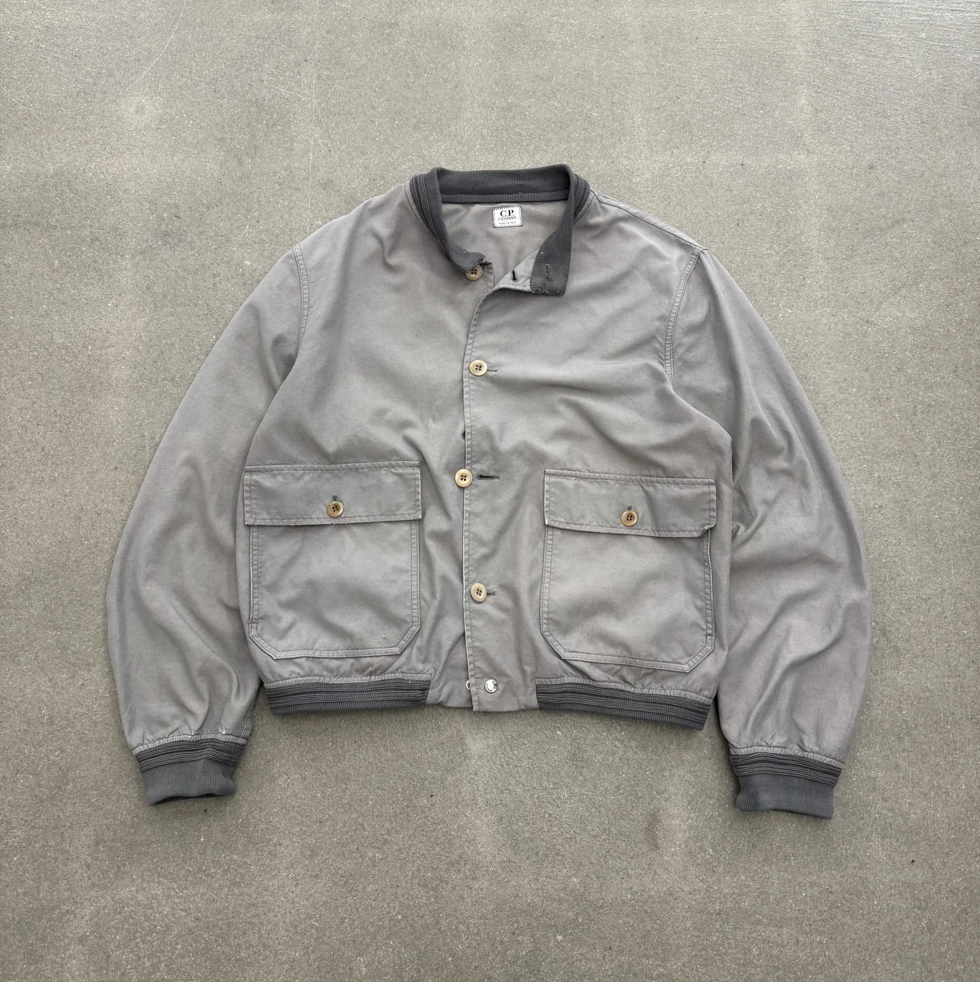 Giacca bomber vintage C.P. Company anni 90 grigio con colletto in costina e tasconi frontali