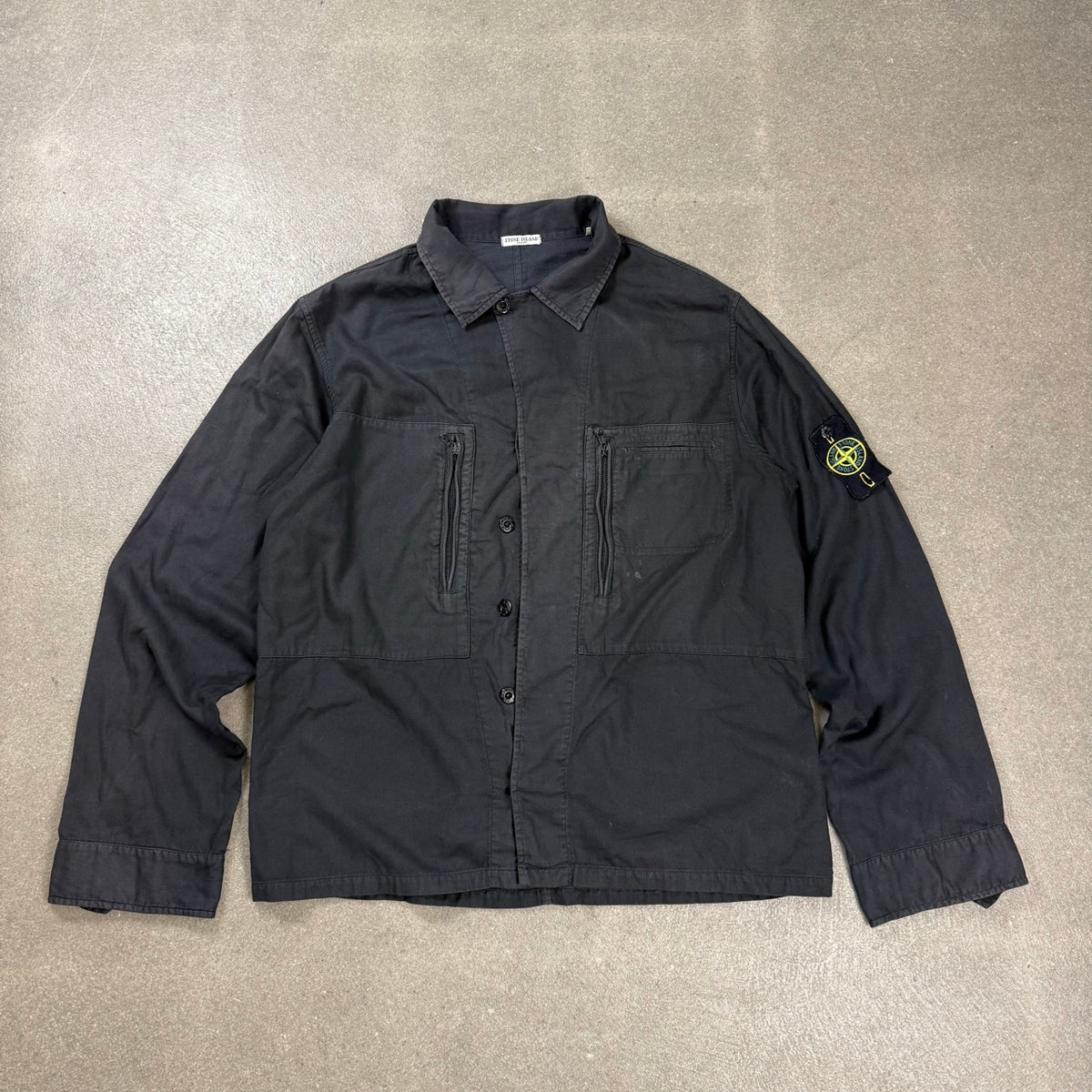 Giacca overshirt Stone Island vintage nera in cotone tinto in capo Primavera Estate 2007 taglia XL