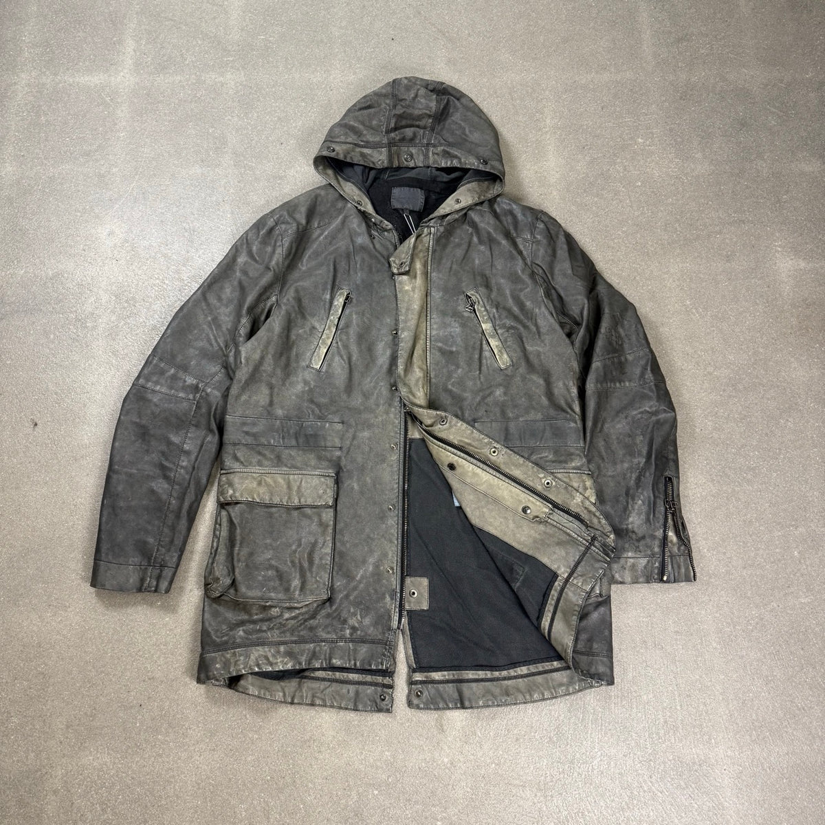 Giacca parca Pierre Balmain grigio scolorito con cappuccio taglia 54 collezione 2012