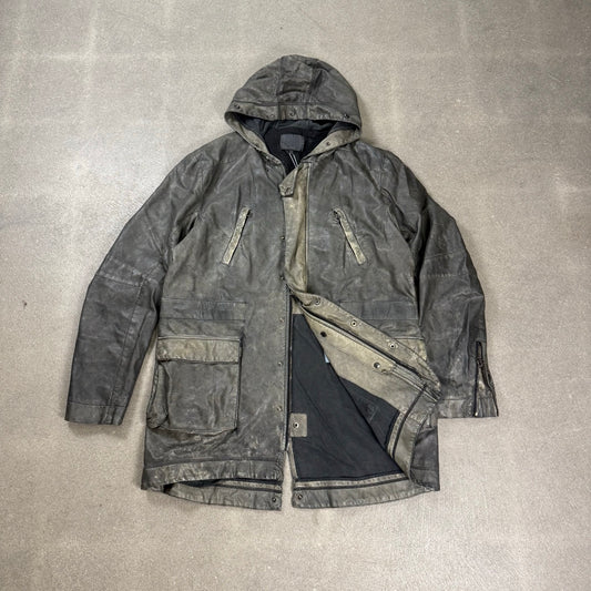 Giacca parca Pierre Balmain grigio scolorito con cappuccio taglia 54 collezione 2012