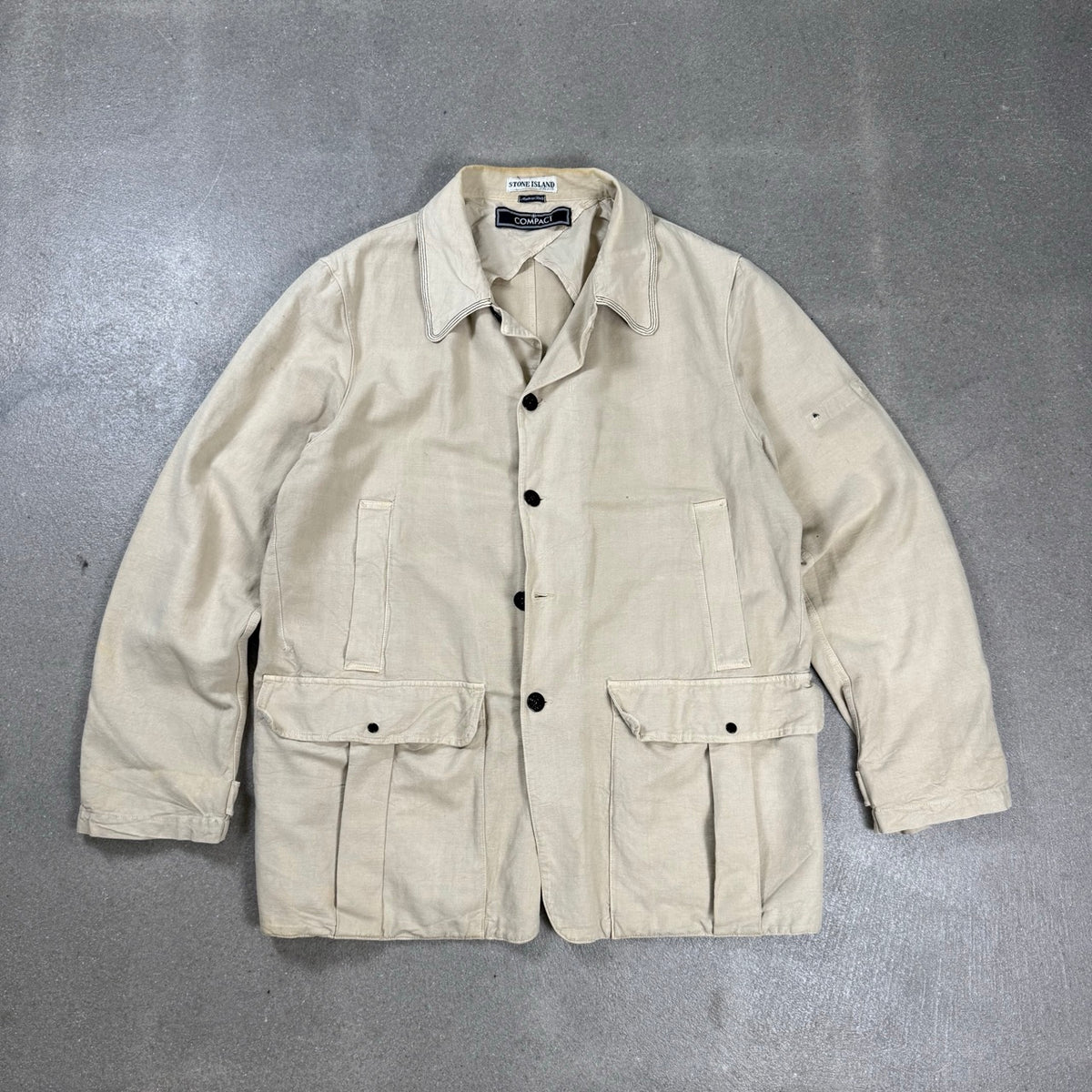 Giacca Field Jacket Stone Island Compact beige in canapa e cotone collezione primavera estate 2003 taglia XXL
