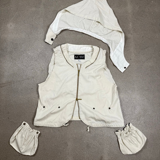 Gilet d'archivio Armani Jeans panna con cappuccio staccabile 1995