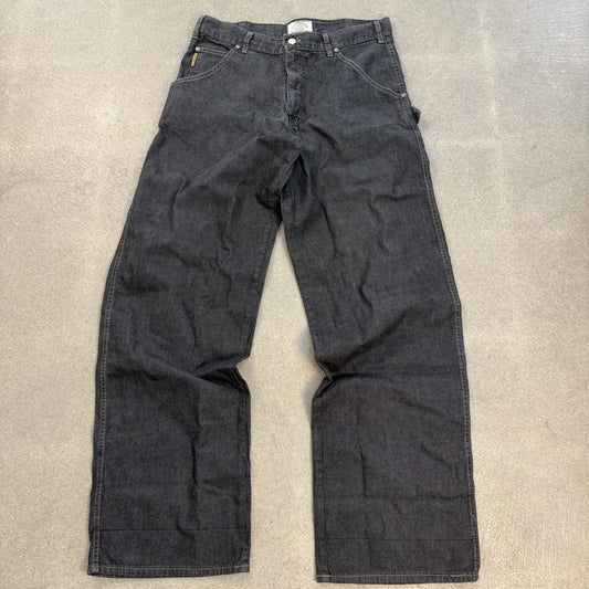 Jeans Armani Jeans vintage Y2K modello carpenter baggy a gamba larga in denim scuro indigo taglia IT 50 W34 Made in Italy