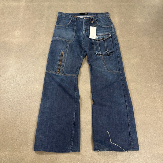 Jeans Just Cavalli cargo Y2K con tascone e zip frontale taglia 50