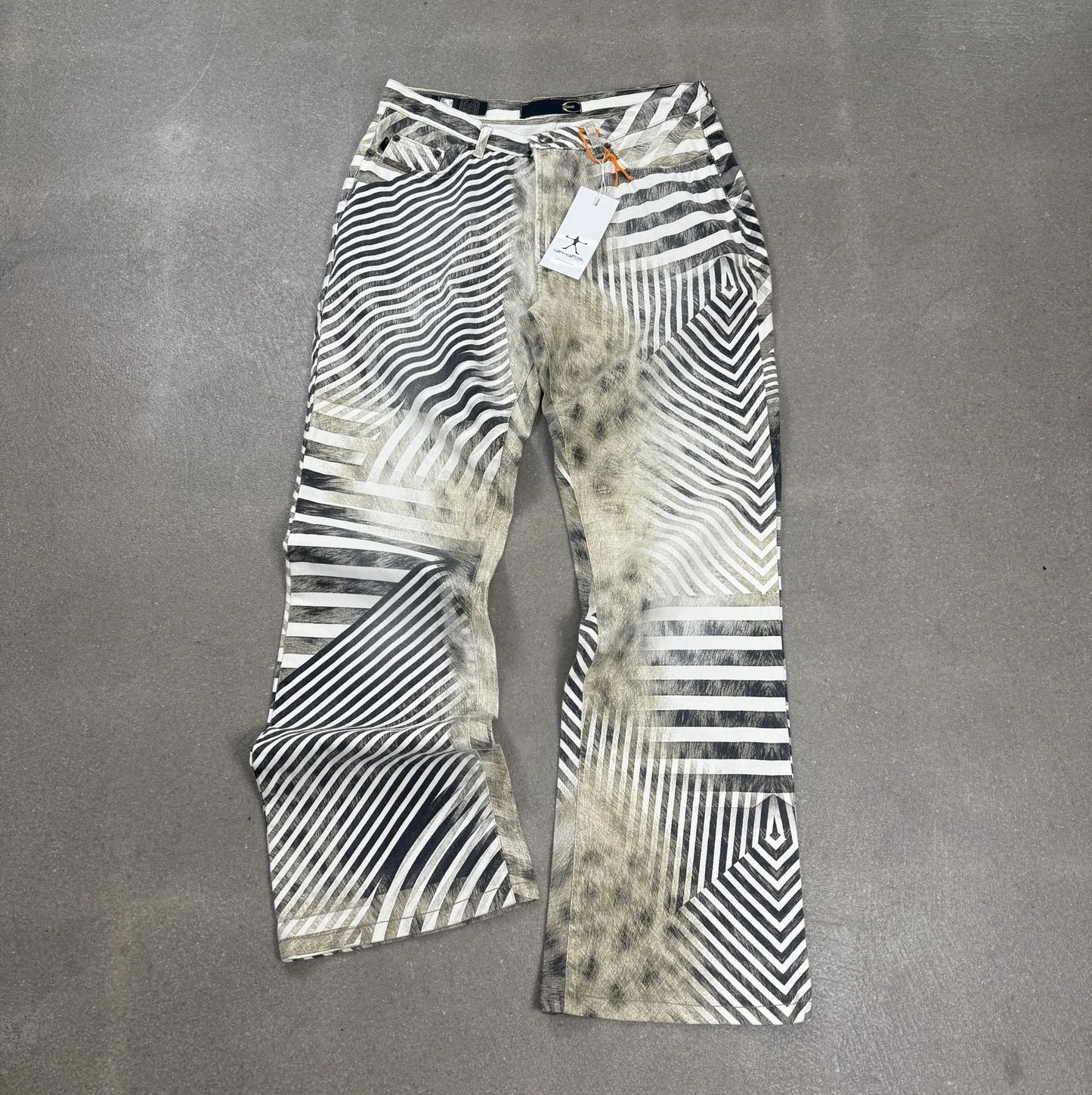 Jeans vintage Just Cavalli anno 2003 con stampa ottica e animalier zebrato taglia W32 IT 46