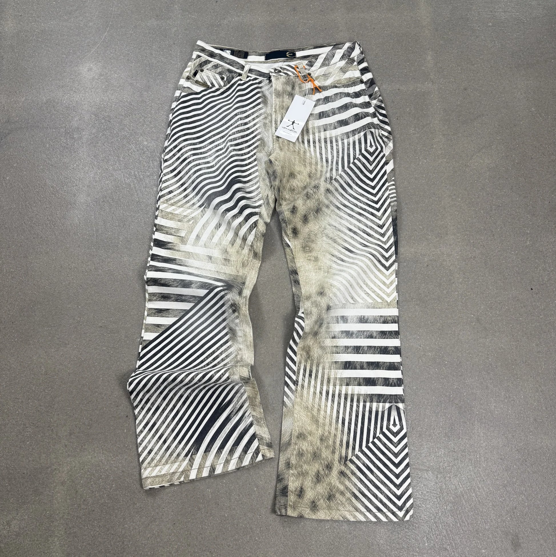 Jeans vintage Just Cavalli anno 2003 con stampa ottica e animalier zebrato taglia W32 IT 46