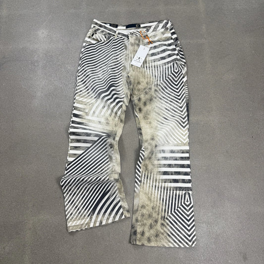 Jeans vintage Just Cavalli anno 2003 con stampa ottica e animalier zebrato taglia W32 IT 46