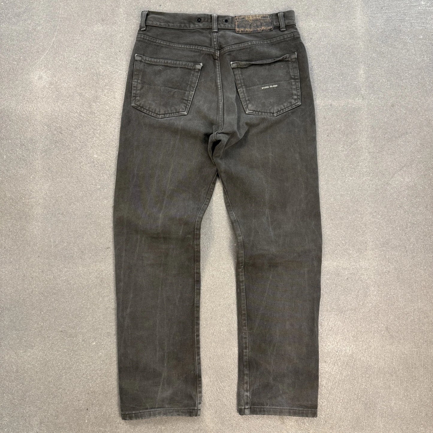 Jeans d'archivio Stone Island Denims anno 2003 colore grigio antracite sfumato taglia W32 taglio dritto