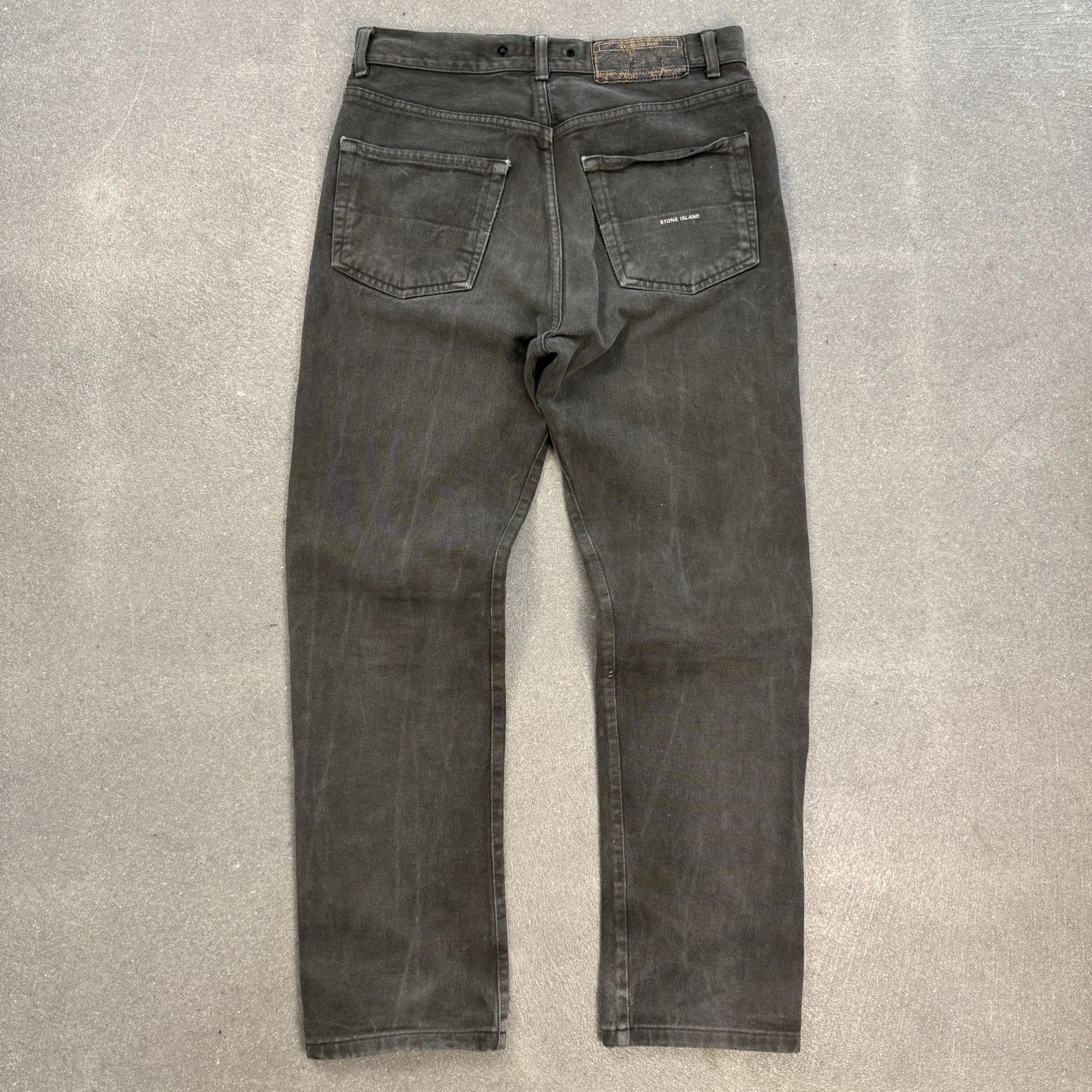 Jeans d'archivio Stone Island Denims anno 2003 colore grigio antracite sfumato taglia W32 taglio dritto