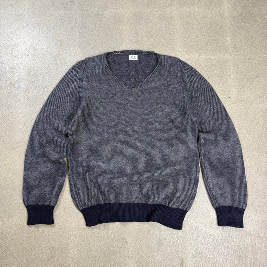 Maglione vintage C.P. Company anni 2000 in 100% lana melange blu e bianco taglia 46