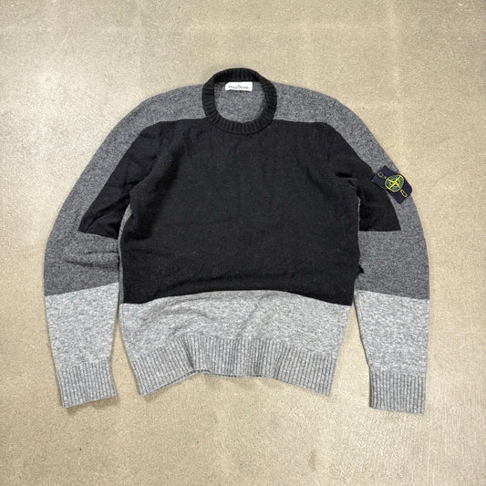 Maglione Stone Island color block nero grigio collezione autunno inverno 2019 taglia XL
