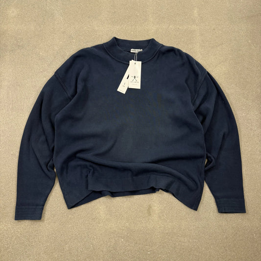Maglione d'archivio Stone Island Autunno Inverno 1989 Massimo Osti color blu notte lavorato a coste taglia L