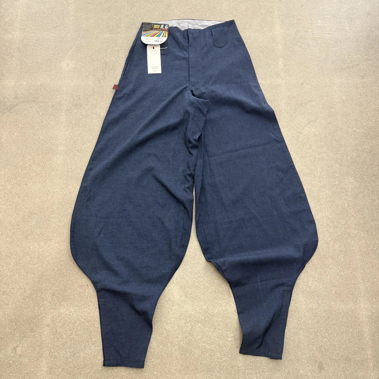 Pantaloni Nikka Pokka originali giapponesi Natsutobi blu melange fit baggy a palloncino con cartellino