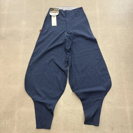 Pantaloni Nikka Pokka originali giapponesi Natsutobi blu melange fit baggy a palloncino con cartellino