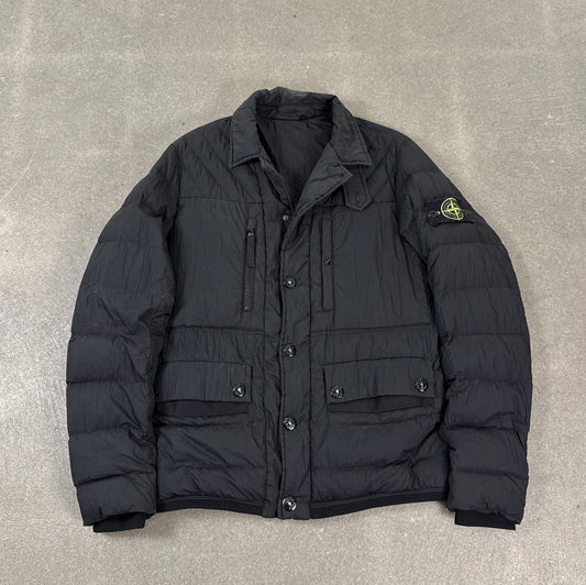 Piumino Stone Island A/I 2013 in Opaque Nylon Tela nero con badge e tasconi frontali