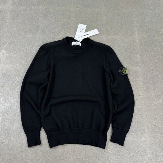 Maglione Stone Island A/I 2018 in lana nero girocollo con badge taglia L