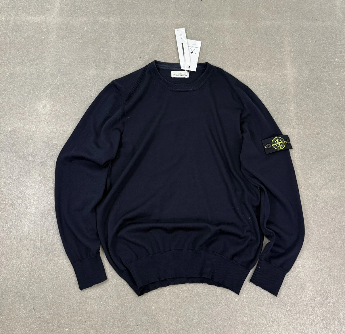 Maglioncino girocollo Stone Island P/E 2018 blu notte in maglia rasata fine con badge taglia XXL