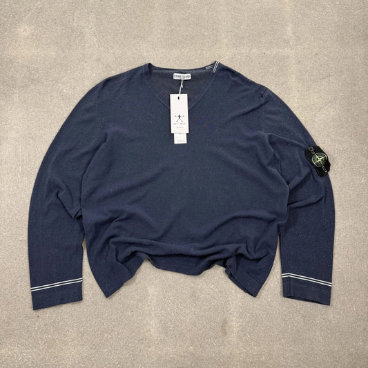 Maglia d archivio Stone Island primavera estate 2008 in lino e nylon blu navy tinto in capo taglia m