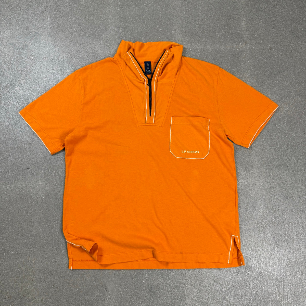 T-shirt C.P. Company arancione mezza zip Primavera Estate 2005 con taschino veste taglia S uomo donna